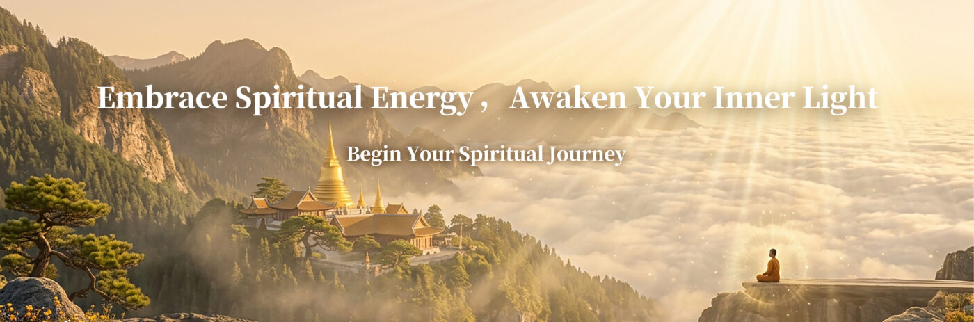 Kaelunas spiritual wellness banner, woman meditating on mountain cliff at sunrise, sacred natural spiritual energy, awaken your inner light, holistic healing journey